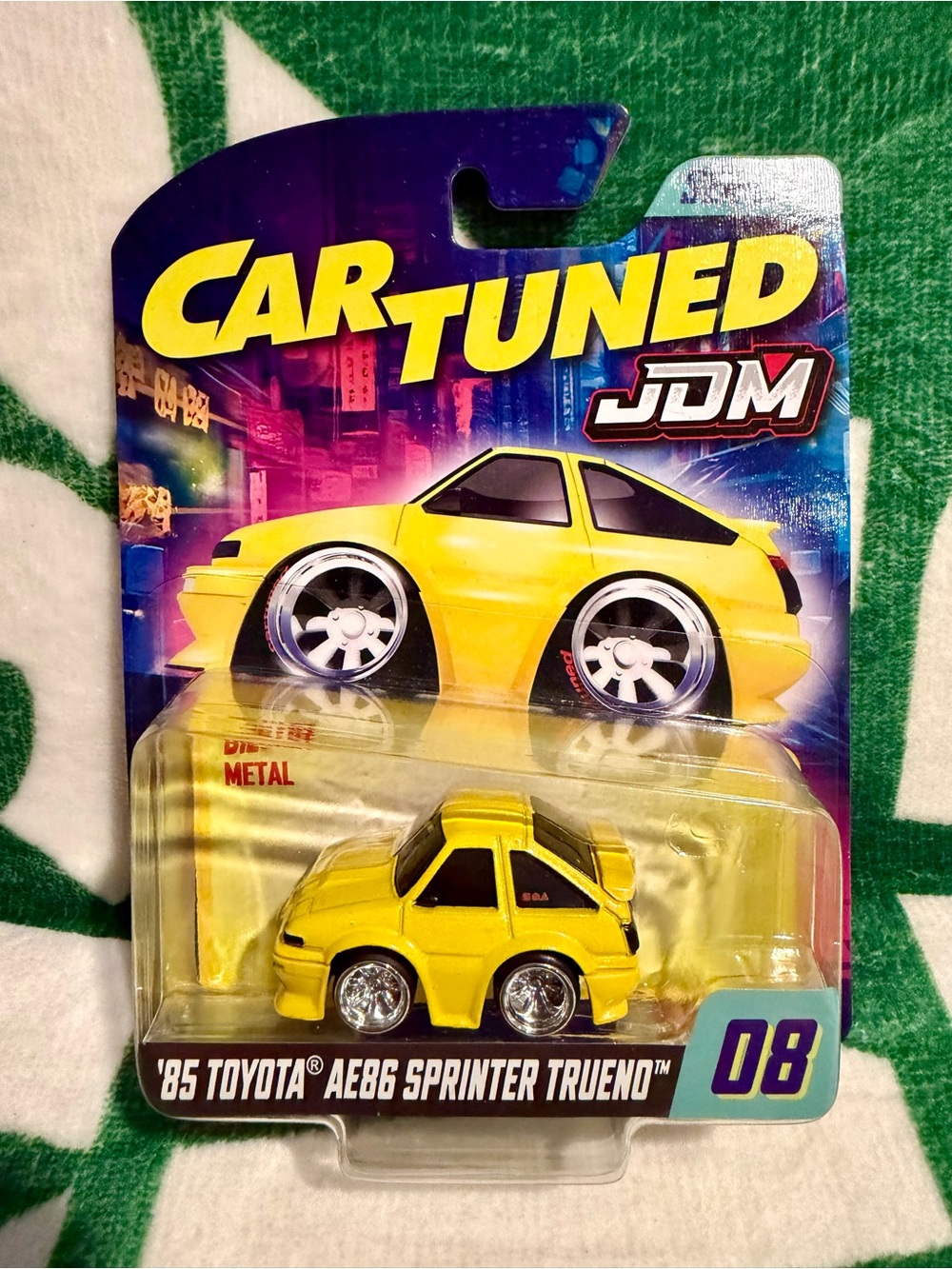 Car Tuned 85 Toyota AE86 Sprinter Trueno Yellow #08 JDM Series 3 1/64 Cartuned